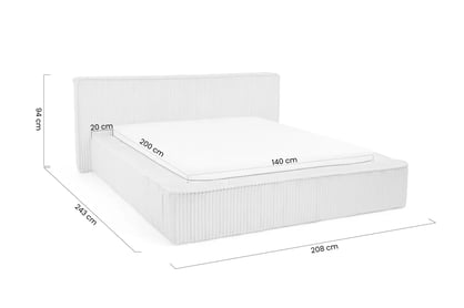 Posteľ čalouněné Halis 140x200 ze stelazem - šedý plusz Tilia 86 Posteľ čalouněné Halis 140x200 ze stelazem - šedý plusz Tilia 86