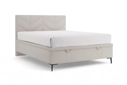 Boxspring postel Lindi 160x200 s úložným prostorem - béžová látka Perfect Harmony 02 / černé nohy