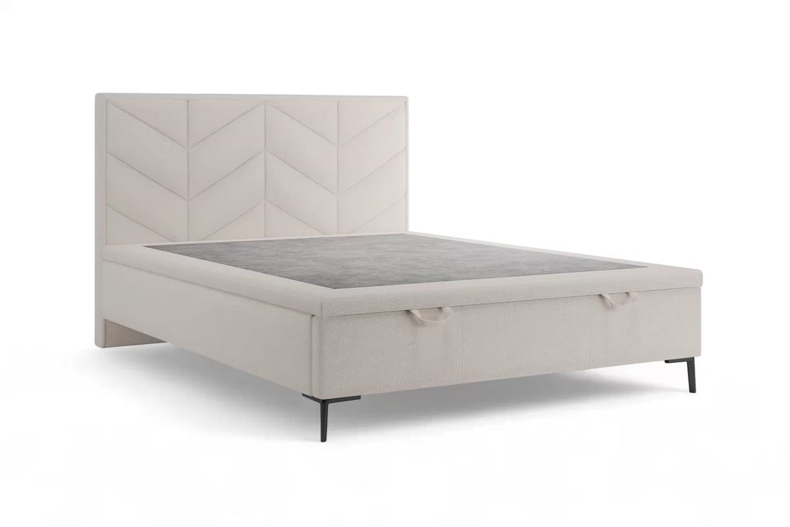 Boxspring postel Lindi 160x200 s úložným prostorem - béžová látka Perfect Harmony 02 / černé nohy Postel boxspring Lindi 140x200 s úložným prostorem- béžová šenil Perfect Harmony 02 / Nohy černá 