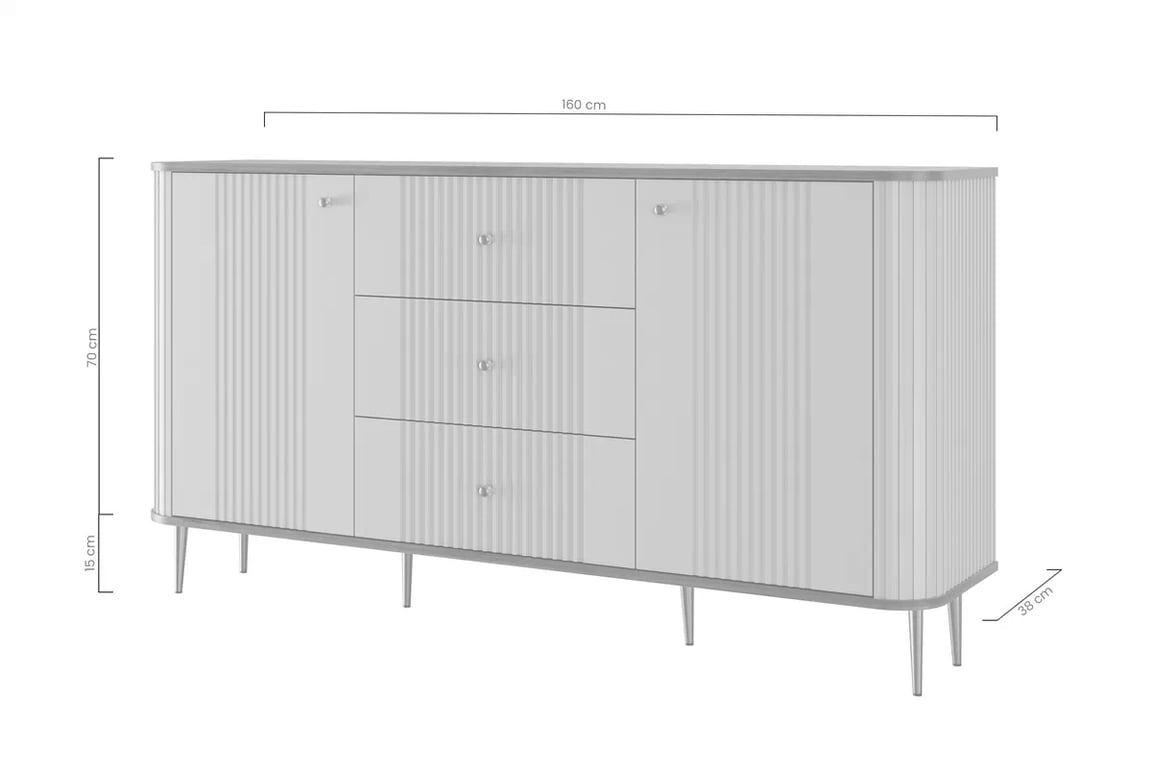 Komoda Versper 160 cm - černá / černé nohy Komoda se zásuvkami Versper 160 cm - černá / černá Nohy