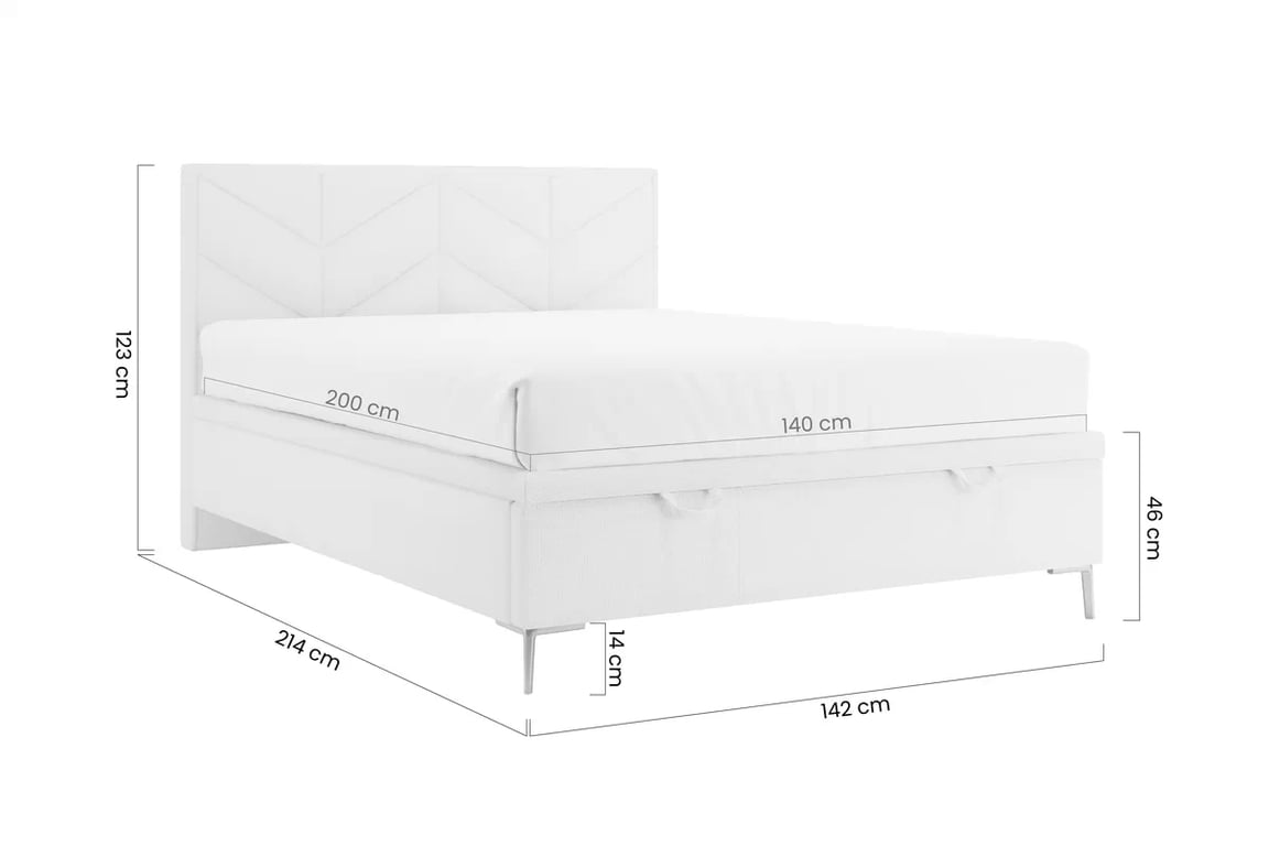 Boxspring postel Lindi 140x200 s úložným prostorem - béžová látka Perfect Harmony 02 / zlaté nohy Postel boxspring Lindi 140x200 s úložným prostorem- béžová šenil Perfect Harmony 02 / Nohy zlaté