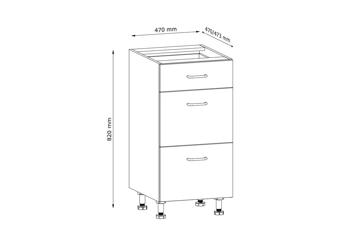Kuchynská spodná skrinka Aspen D40S3 so zásuvkami – biely lesk Skrinka Kuchynská s tromi zásuvkami Aspen D40S3 - biely lesk