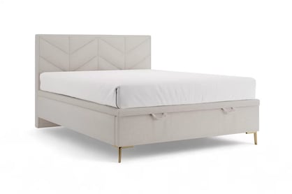 Boxspring postel Lindi 160x200 s úložným prostorem - béžová látka Perfect Harmony 02 / zlaté nohy