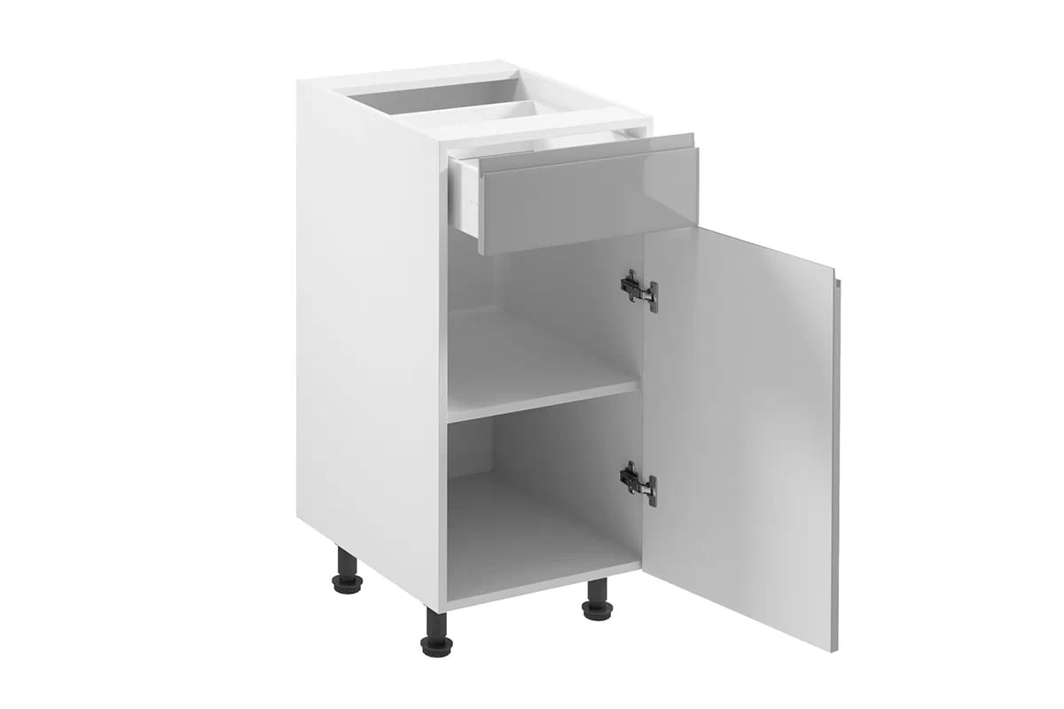 Spodná kuchynská skrinka Aspen D40S1 jednodverová so zásuvkou - sivý lesk Skrinka Kuchynská z jedna szuflada Aspen D40S1 - Šedý lesk