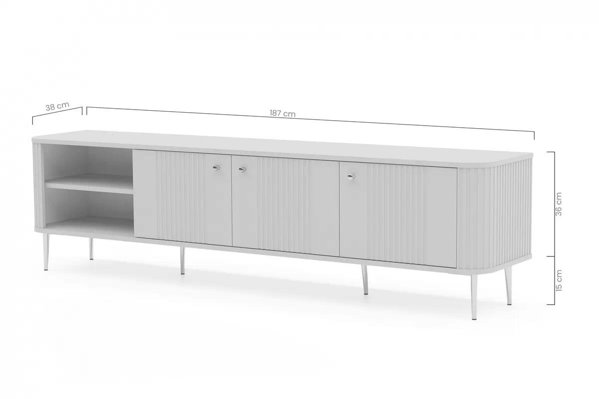 TV stolík Vesper 3D 187 cm - čierny / zlaté nohy TV skrinka Vesper 187 cm - Čierny / zlote nožičky