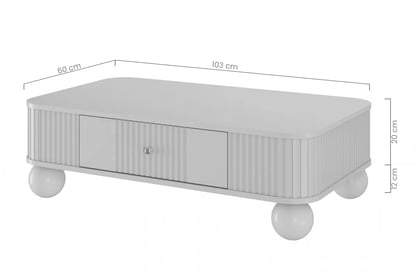 Konferenčný stolík Vespera 103x60 cm - kašmírová / čierna / kašmírové nohy Konferenčný stolík z szuflada Vespera 103x60 cm - kašmír / čierny úchyty