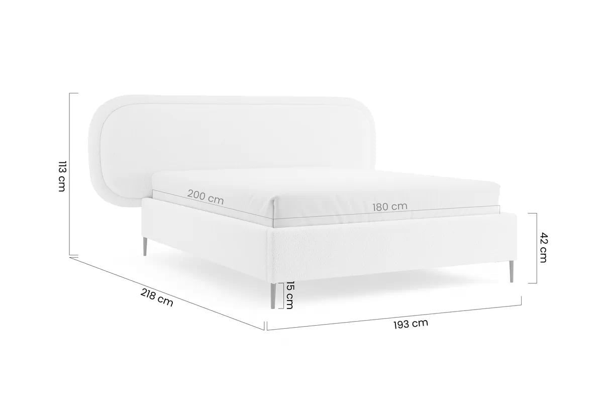 Čalouněná postel Delmi 180x200 s roštem - popelavá boucle Lambi 11 / měděné nohy Postel čalouněné Delmi 180x200 ze stelazem - světlý béžová boucle Lambi 8 / Nohy miedziane 