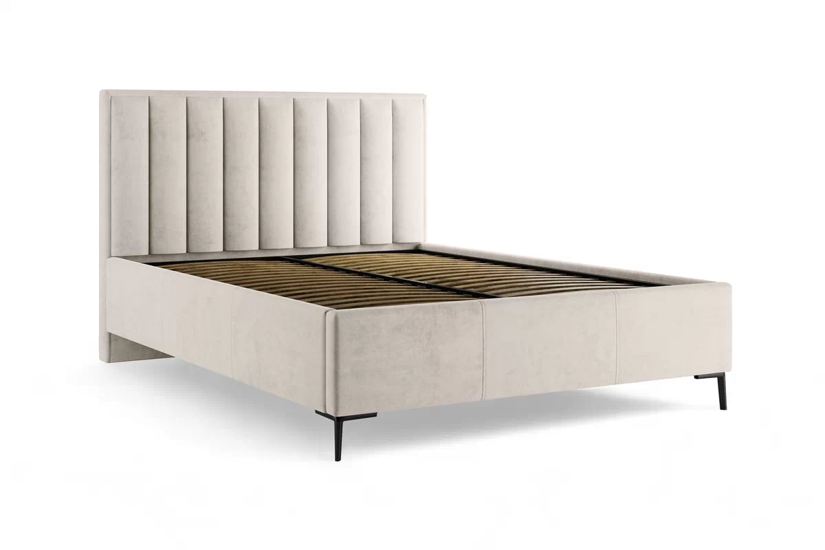 Čalouněná postel Misel 160x200 s roštem a úložným prostorem - světle béžový samet Magic Velvet 2201 / černé nohy Postel čalouněné Misel 140x200 ze stelazem a úložným prostorem - jasno béžová samet Magic Velvet 2201 / Nohy černá 