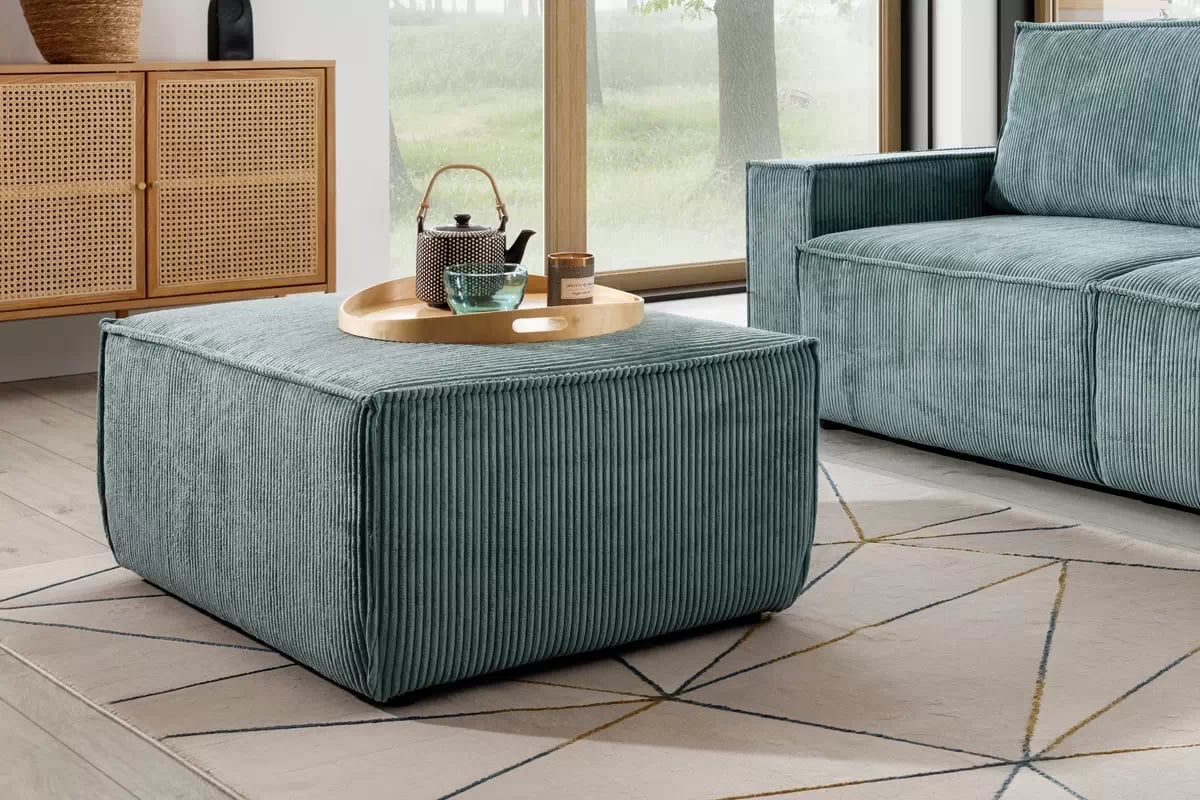 Taburet čalouněná Flabio - zelená manšestr snadno čistitelný Anafi 8 Taburet čalouněná Flabio