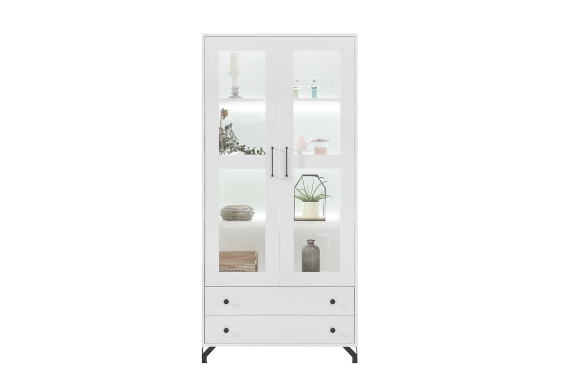 Set mobilier living Ozoli III - alb Bílá Vitrína