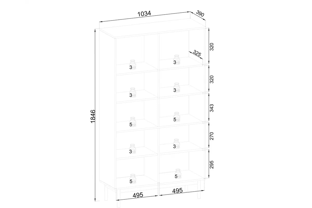 Stojaca vitrína Jolinio 104 cm - kašmír / čierne nohy Vitrína stojaca Jolinio 104 cm - kašmír / čierny nožičky