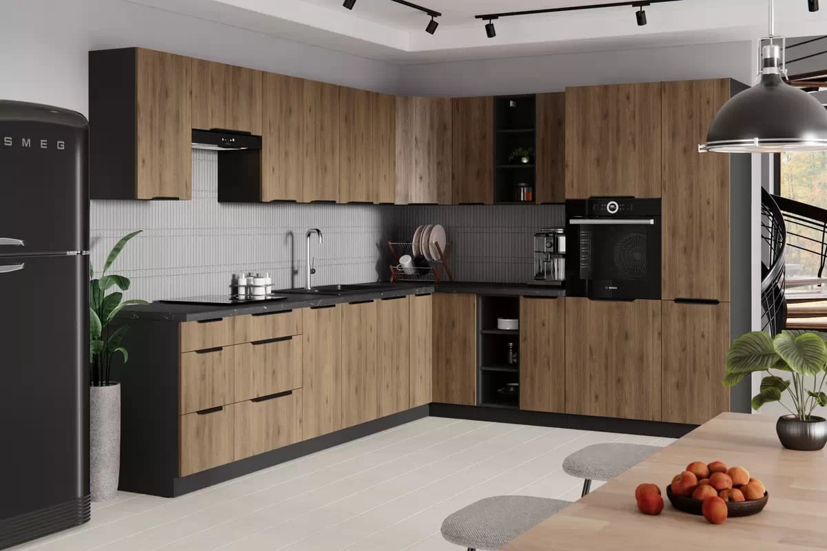 Spodní rohová kuchyňská skříňka Armonza 90x90 ND dvoudveřová - ořech skříňka kuchyňská spodní Armonza 90x90 ND 2F dvoudveřová rohová - ořech