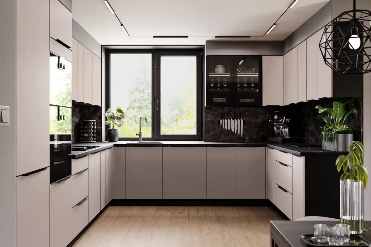 Vysoká kuchyňská skříňka Armonza 60 DP-210 pro vestavbu trouby - kašmír vysoká skříňka kuchenny Armonza 60 DP-210 dvoudveřový do zabudowy piekarnika - kašmír