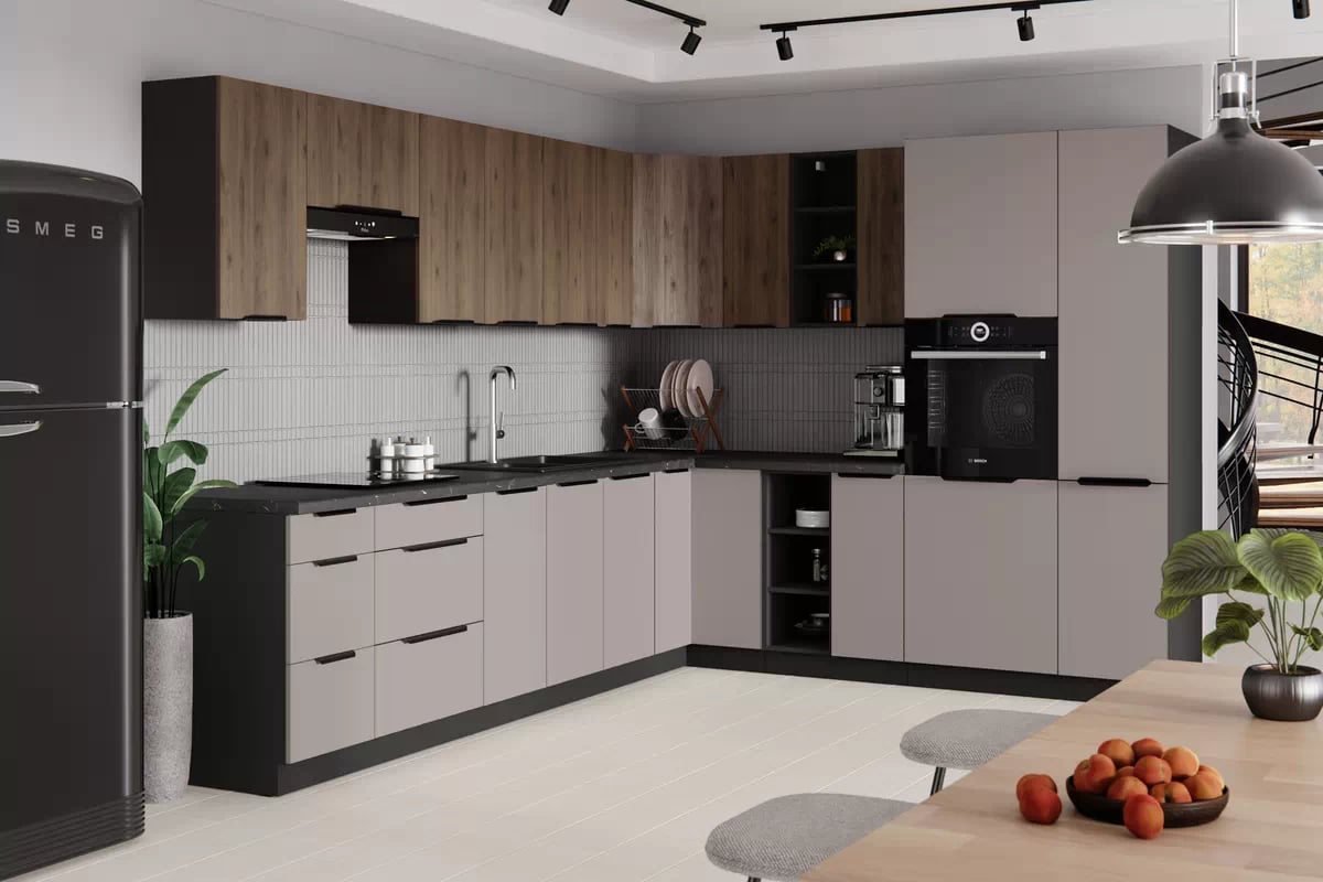 Vysoká kuchyňská skříňka Armonza 60 DP-210 pro vestavbu trouby - kašmír vysoká skříňka kuchenny Armonza 60 DP-210 dvoudveřový do zabudowy piekarnika - kašmír