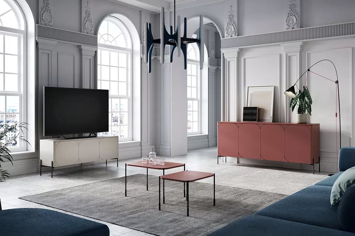 Konferenčný stolík Sonatia 60 cm prostokatny na kovových nohách - burgund  - Výpredaj expozície Komplet Stolíkow kawowych Sonatia - burgund - Výpredaj expozície 