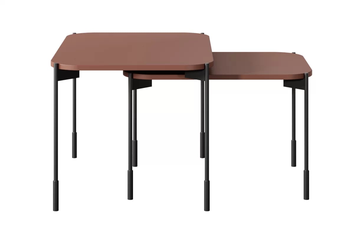 Konferenčný stolík Sonatia 60 cm prostokatny na kovových nohách - burgund  - Výpredaj expozície Komplet Stolíkow kawowych Sonatia - burgund - Výpredaj expozície 