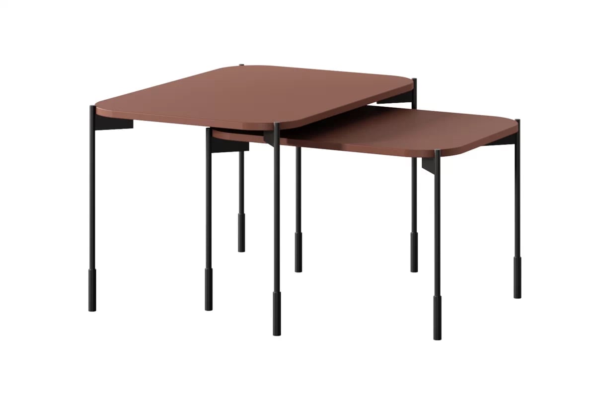 Konferenčný stolík Sonatia 60 cm prostokatny na kovových nohách - burgund  - Výpredaj expozície Komplet Stolíkow kawowych Sonatia - burgund - Výpredaj expozície 