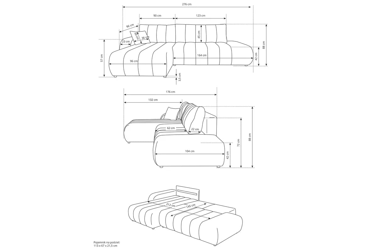 Rozkládací rohová sedací souprava Zelio levá - béžová Lambi 5 Rohová sedací souprava rozkládací Zelio levá - kramowa boucle Lambi 5