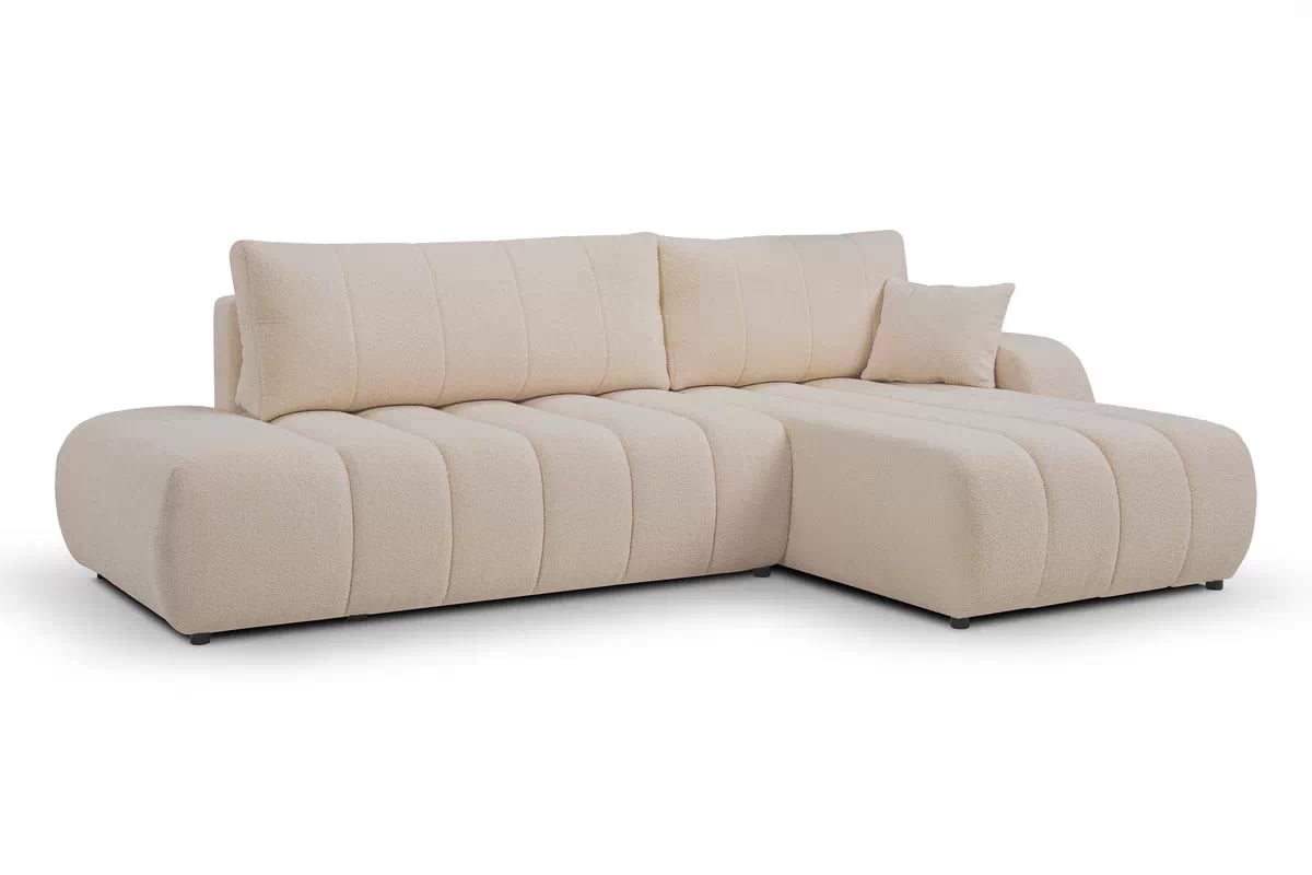 Rozkládací rohová sedací souprava Zelio pravá - béžová Lambi 5 Rohová sedací souprava rozkládací Zelio levá - kremowa boucle Lambi 5