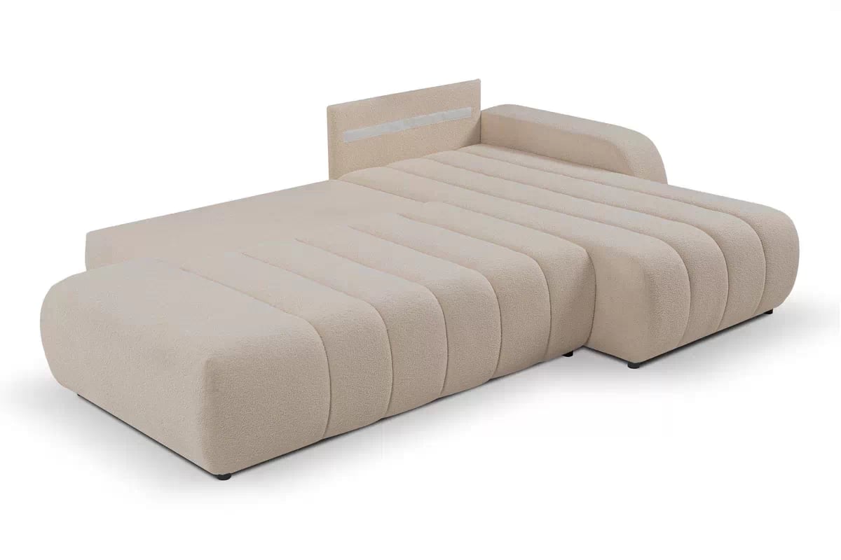 Rozkládací rohová sedací souprava Zelio pravá - béžová Lambi 5 Rohová sedací souprava rozkládací Zelio levá - kremowa boucle Lambi 5