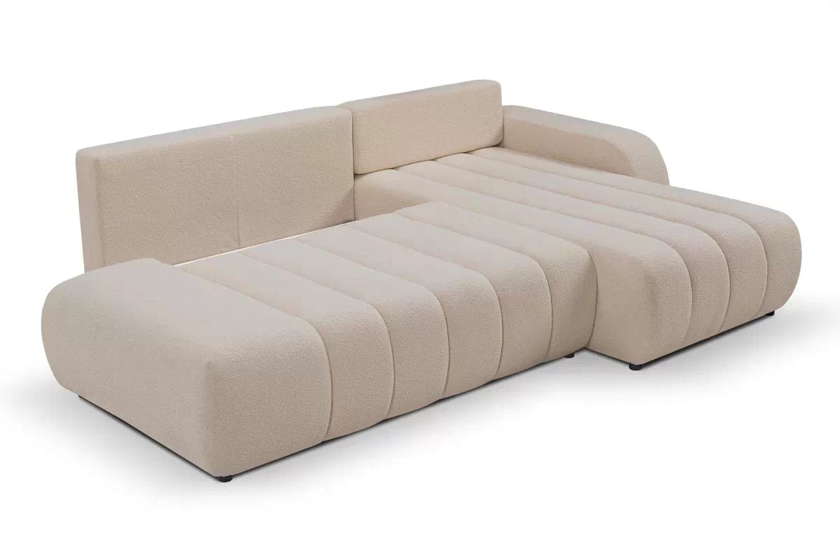 Rozkládací rohová sedací souprava Zelio pravá - béžová Lambi 5 Rohová sedací souprava rozkládací Zelio levá - kremowa boucle Lambi 5