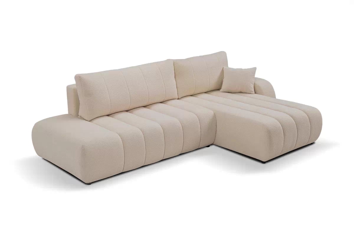 Rozkládací rohová sedací souprava Zelio pravá - béžová Lambi 5 Rohová sedací souprava rozkládací Zelio levá - kremowa boucle Lambi 5