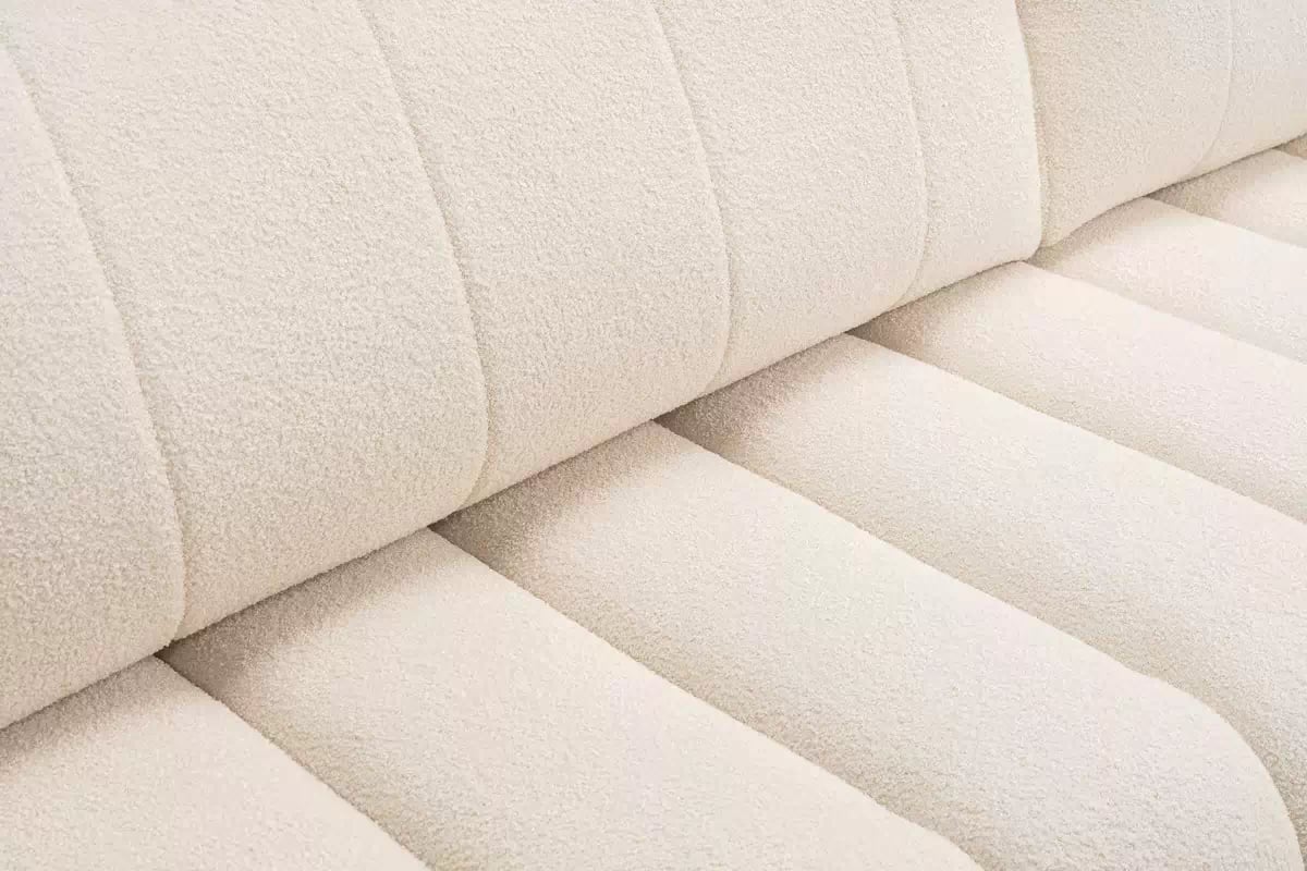 Rohová pohovka s rozkladom Zelio pravostranná - svetlý béžový bouclé Lambi 8 Rohová sedacia súprava s funkciou spania Zelio Ľavá strana - kremowa boucle Lambi 8