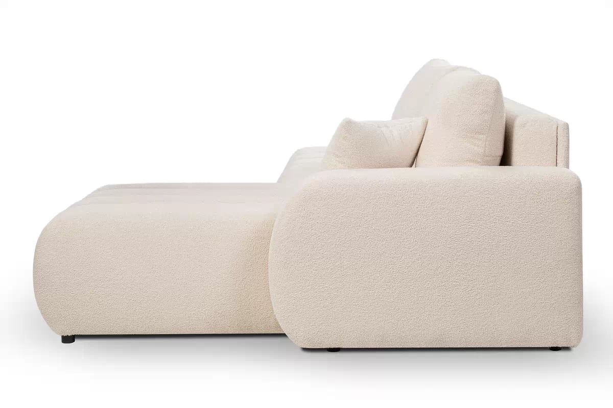 Rohová pohovka s rozkladom Zelio pravostranná - svetlý béžový bouclé Lambi 8 Rohová sedacia súprava s funkciou spania Zelio Ľavá strana - kremowa boucle Lambi 8