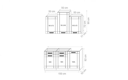 Komplet nábytku kuchennych Framilo 150cm - béžová Komplet nábytku kuchennych Framilo 150cm - béžová