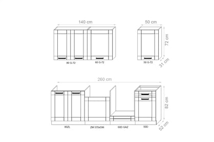 Komplet nábytku kuchennych Framilo 250cm - béžová Komplet nábytku kuchennych Framilo 250cm - béžová