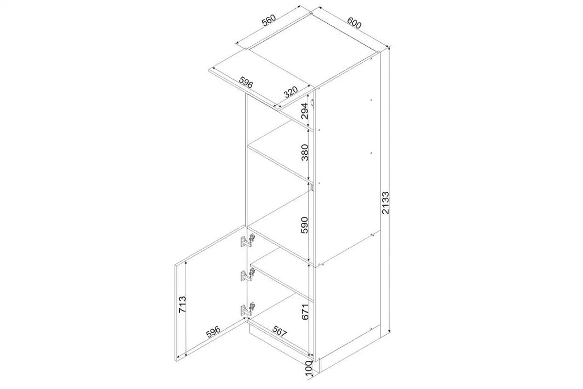 Kuchynský stĺpik Natalia D60 PK MV/2133 P/L na vstavanú rúru a mikrovlnku - sivý mat regál Kuchynský  Natalia D60 PK MV/2133 P/L pre vstavanu ruru i mikrofalowki - šedý mat