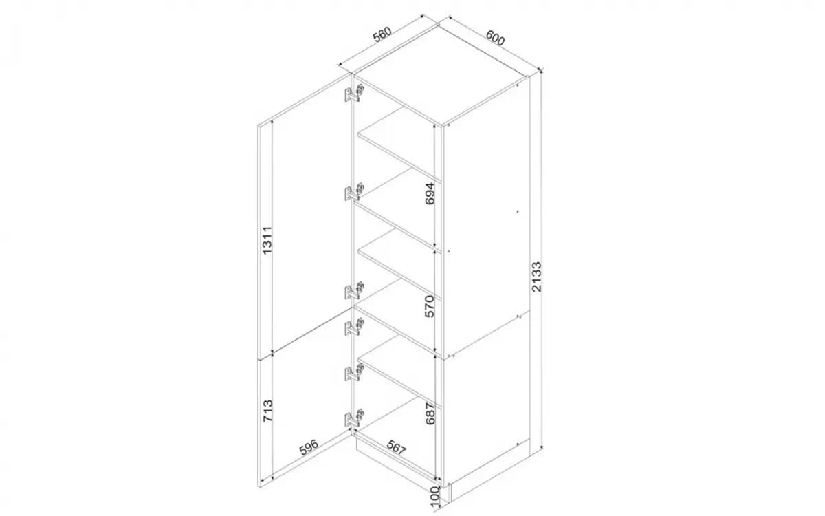 Kuchynský stĺpik Natalia D60 SŁ/2133 P/L dvojdverový - sivý mat regál Kuchynský  Natalia D60 SL/2133 P/L dvojdverový - šedý mat