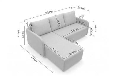 Colțar extensibil Tula - stânga, tapițerie împletitură gri Austin 18 Colțar cu funcție de dormit Tula stânga - gri împletitură Austin 18  