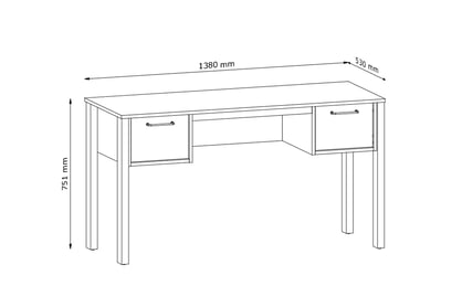 Psací stůl Ertigo se dvěma zásuvkami 138 cm - dub wotan / zelená  	psací stůl Ertigo z dwoma zásuvkami 138 cm - dub wotan/zelená