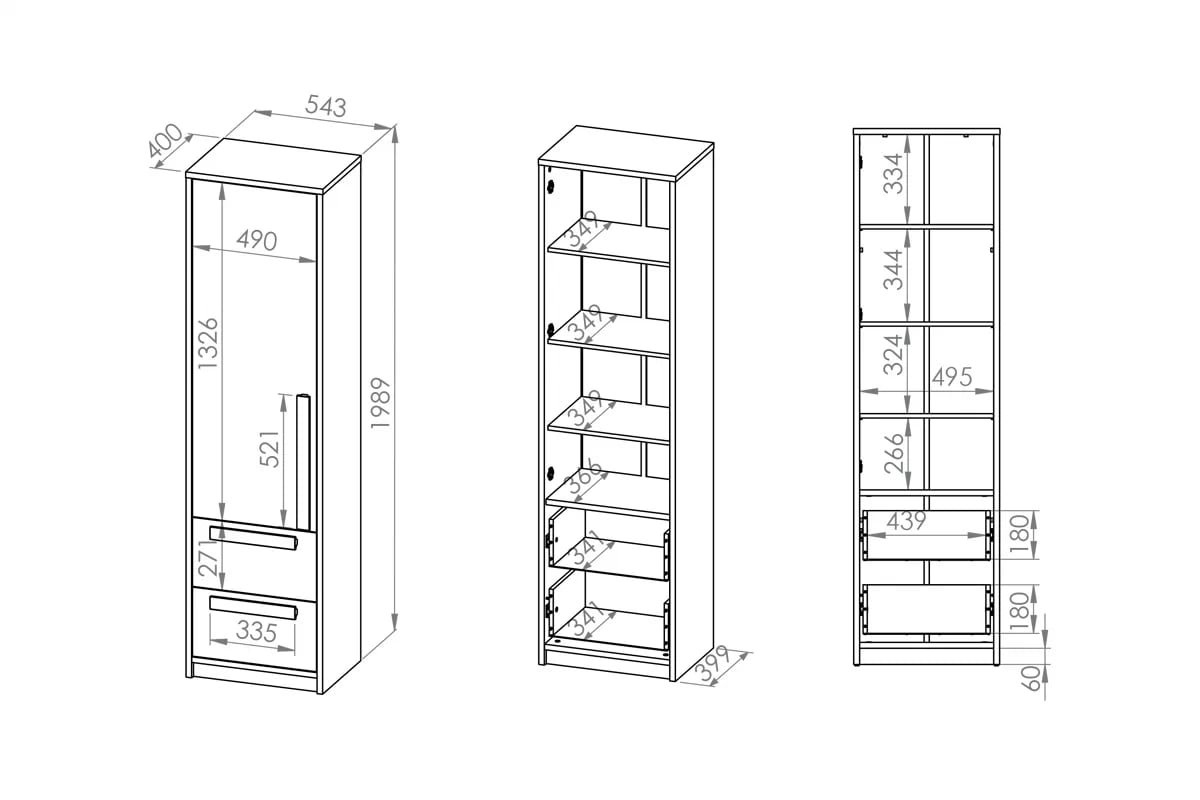 Regál Pre mladých Jowiza 04 so zásuvkami 55 cm - buk fjord / biely / šedá platyna Regál Pre mladých Jowiza 04 so zásuvkami 55 cm - buk fjord / Biely / šedá platyna
