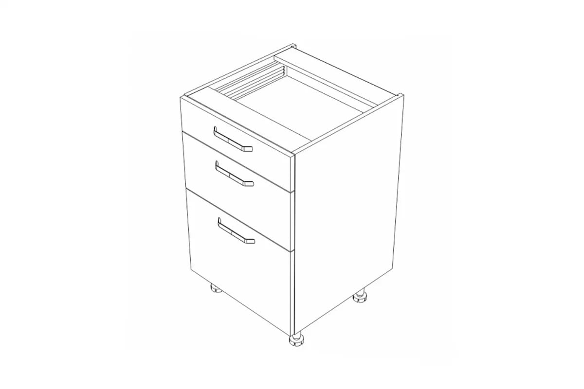 Skrinka Kuchynská dolná KAMMONO P2 DS60/3 s tromi zásuvkami Skrinka Kuchynská dolná KAMMONO P2 DS60/3 s tromi zásuvkami