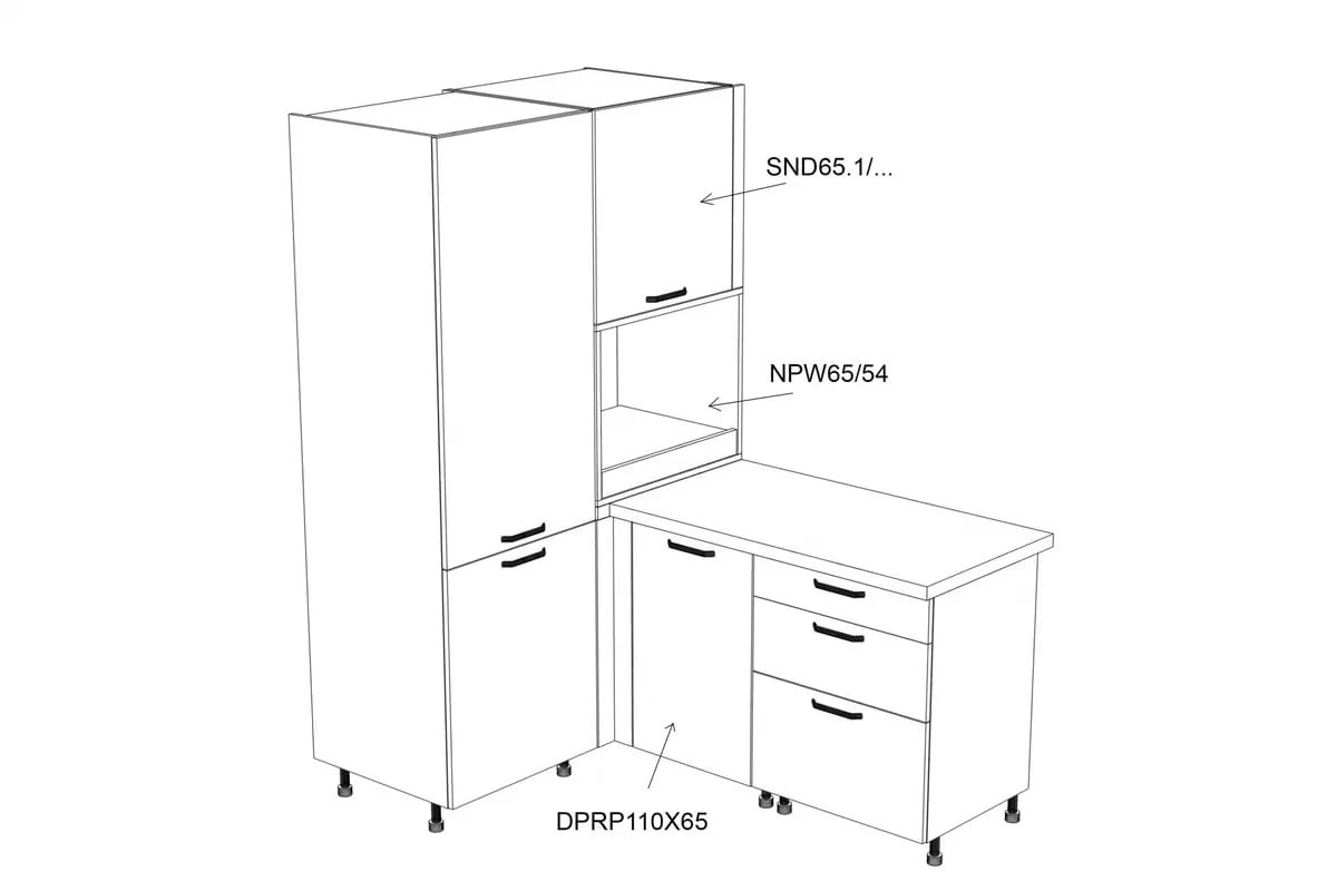 Závesná kuchynská skrinka Kammono P2 SND65.1/71 rohová Skrinka Kuchynská závesná Kammono P2 SND65.1/71 do riadu naroznej