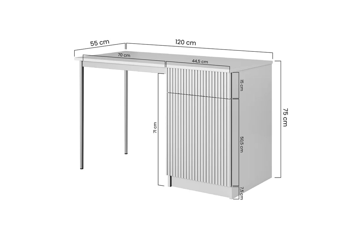 Písací stôl Nicole 120 cm z szuflada - biely mat / zlote nozki Písací stôl Nicole 120 cm z szuflada - biely mat / zlote nozki