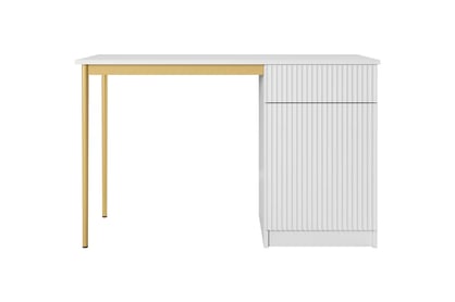 Písací stôl Nicole 120 cm z szuflada - biely mat / zlote nozki Písací stôl Nicole 120 cm z szuflada - biely mat / zlote nozki