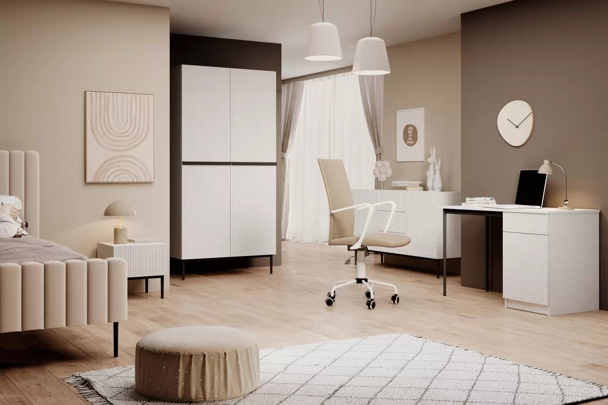 Písací stôl Nicole 120 cm so zásuvkou – biely mat / čierna Písací stôl Nicole 120 cm z szuflada - biely mat / čierny nozki