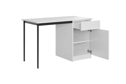 Písací stôl Nicole 120 cm z szuflada - biely mat / čierny nozki Písací stôl Nicole 120 cm z szuflada - biely mat / čierny nozki