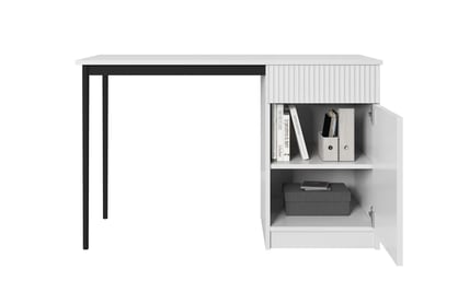 Písací stôl Nicole 120 cm z szuflada - biely mat / čierny nozki Písací stôl Nicole 120 cm z szuflada - biely mat / čierny nozki