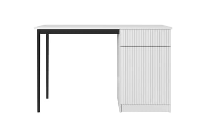 Písací stôl Nicole 120 cm z szuflada - biely mat / čierny nozki Písací stôl Nicole 120 cm z szuflada - biely mat / čierny nozki