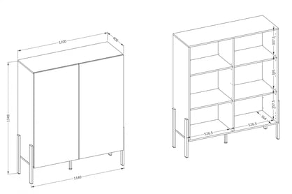 Komoda Wezilo 114 cm do obývacího pokoje - kašmír / černé nohy Komoda pro obývacího pokoje Wezilo 42 - 114 cm - kašmír / černé nožičky