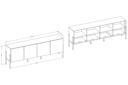 skříňka RTV Wezilo 204 cm - sliwka / černé nožičky skříňka RTV Wezilo 25 - 204 cm - sliwka / černé nožičky