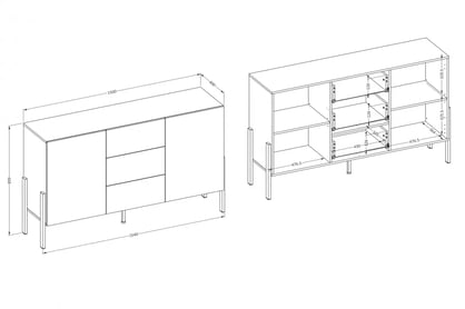 Komoda so zásuvkami Wezilo 154 cm - slivka / čierne nožičky Komoda so zásuvkami Wezilo 43 - 154 cm - sliwka / čierny nožičky