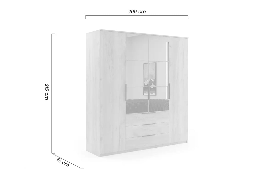 Otevírací skříň Rotina 200 cm se zrcadlem - bílá skříň otvírána Rotina z zrcadlem 200 cm - bílá