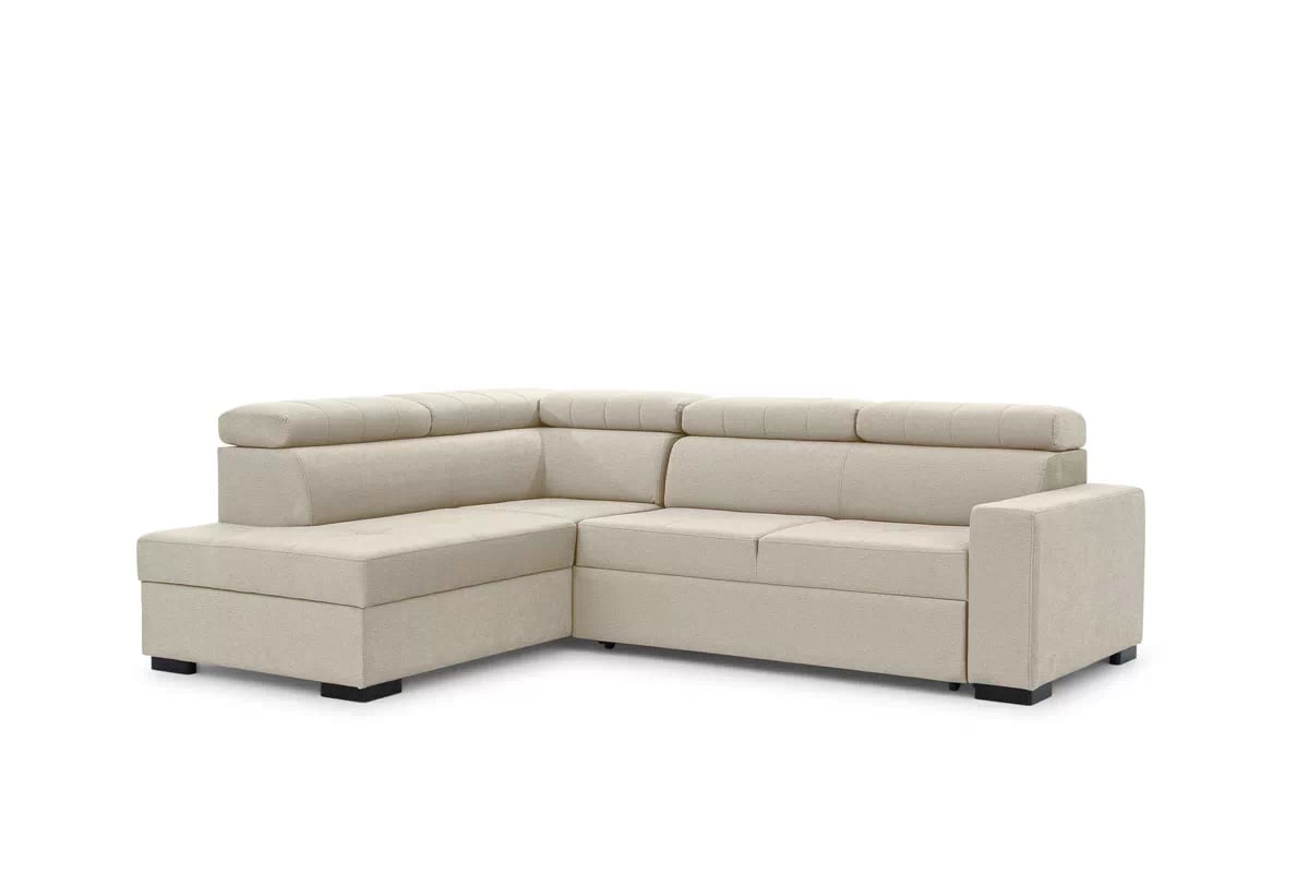 Rozkladacia rohová sedacia súprava Modeno L ľavá - krémová pletenina Ado 1601 Rohová sedacia súprava s funkciou spánku Modeno L Ľavá strana - kremowa plecionka Ado 1601