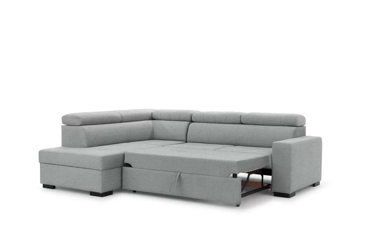 Rozkladacia rohová sedacia súprava Modeno L ľavá - sivá pletenina Ado 1615 Rohová sedacia súprava s funkciou spánku Modeno L Ľavá strana - šedá plecionka Ado 1615