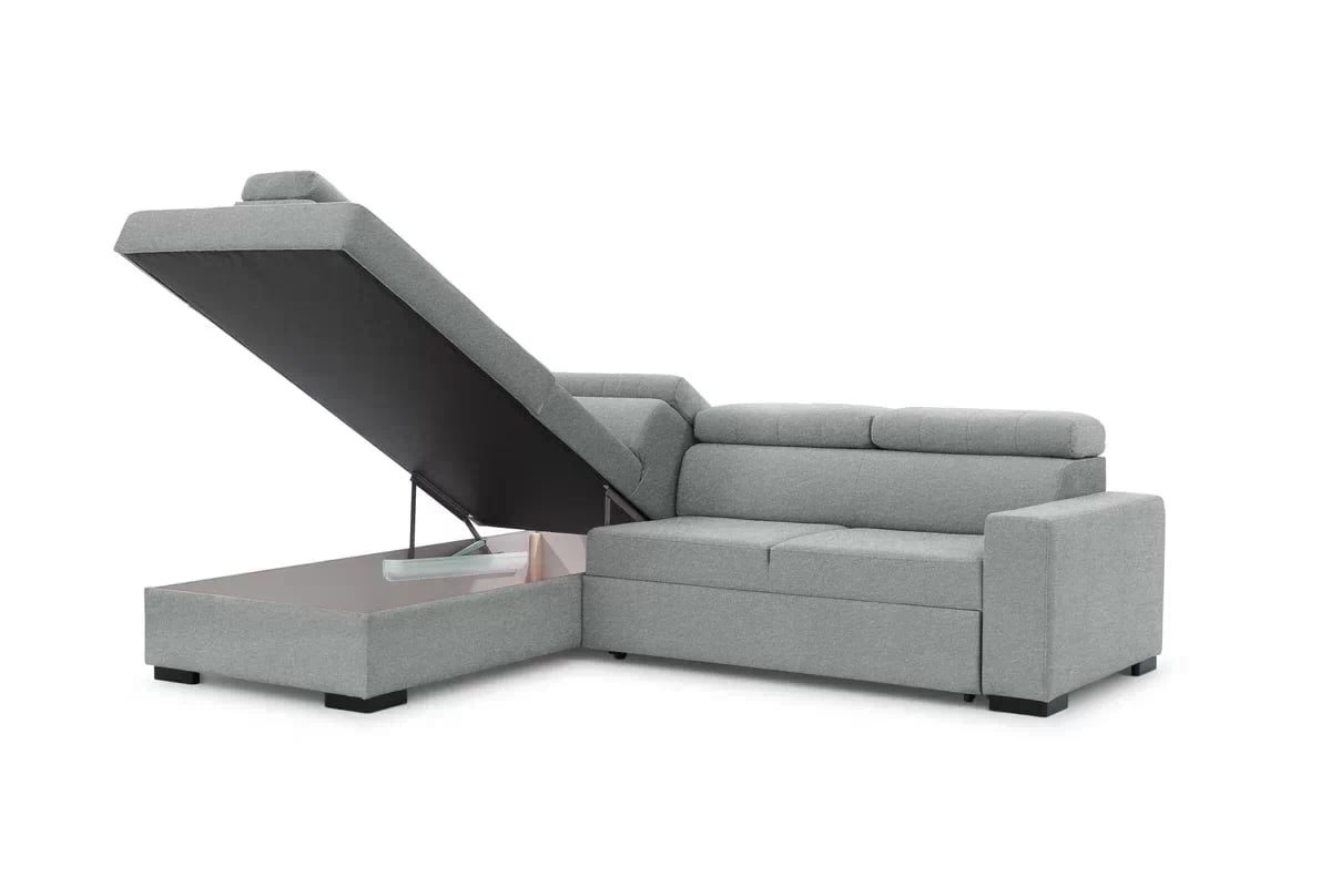 Rozkladacia rohová sedacia súprava Modeno L ľavá - sivá pletenina Ado 1615 Rohová sedacia súprava s funkciou spánku Modeno L Ľavá strana - šedá plecionka Ado 1615